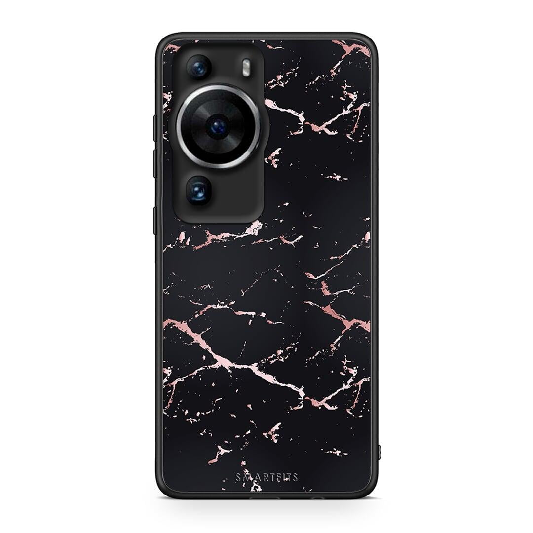 Θήκη Huawei P60 Pro Marble Black Rosegold από τη Smartfits με σχέδιο στο πίσω μέρος και μαύρο περίβλημα | Huawei P60 Pro Marble Black Rosegold Case with Colorful Back and Black Bezels