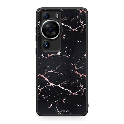 Θήκη Huawei P60 Pro Marble Black Rosegold από τη Smartfits με σχέδιο στο πίσω μέρος και μαύρο περίβλημα | Huawei P60 Pro Marble Black Rosegold Case with Colorful Back and Black Bezels