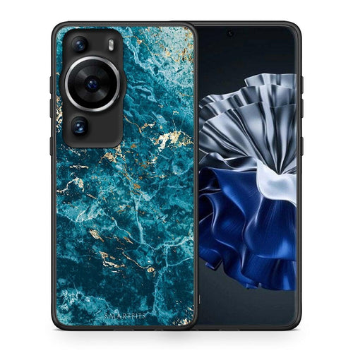 Θήκη Huawei P60 Pro Marble Blue από τη Smartfits με σχέδιο στο πίσω μέρος και μαύρο περίβλημα | Huawei P60 Pro Marble Blue Case with Colorful Back and Black Bezels