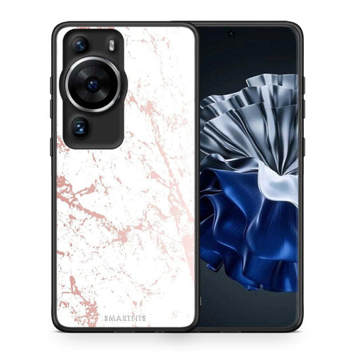 Θήκη Huawei P60 Pro Marble Pink Splash από τη Smartfits με σχέδιο στο πίσω μέρος και μαύρο περίβλημα | Huawei P60 Pro Marble Pink Splash Case with Colorful Back and Black Bezels