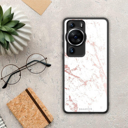 Θήκη Huawei P60 Pro Marble Pink Splash από τη Smartfits με σχέδιο στο πίσω μέρος και μαύρο περίβλημα | Huawei P60 Pro Marble Pink Splash Case with Colorful Back and Black Bezels