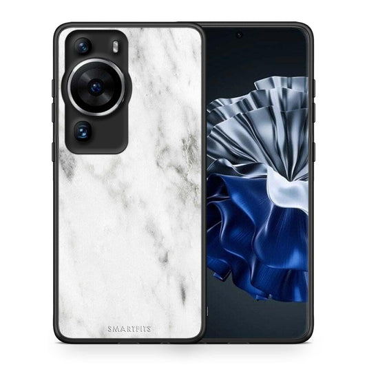 Θήκη Huawei P60 Pro Marble White από τη Smartfits με σχέδιο στο πίσω μέρος και μαύρο περίβλημα | Huawei P60 Pro Marble White Case with Colorful Back and Black Bezels