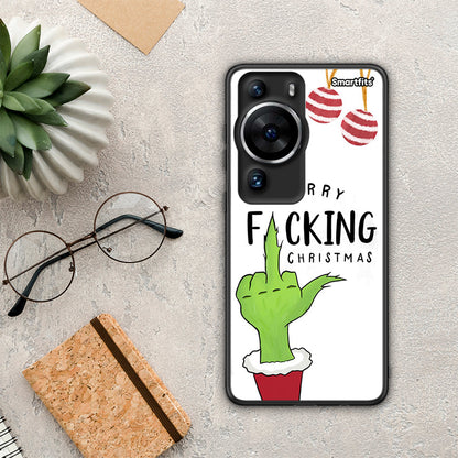 Θήκη Huawei P60 Pro Merry F Xmas από τη Smartfits με σχέδιο στο πίσω μέρος και μαύρο περίβλημα | Huawei P60 Pro Merry F Xmas Case with Colorful Back and Black Bezels