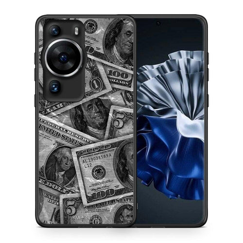 Θήκη Huawei P60 Pro Money Dollars από τη Smartfits με σχέδιο στο πίσω μέρος και μαύρο περίβλημα | Huawei P60 Pro Money Dollars Case with Colorful Back and Black Bezels