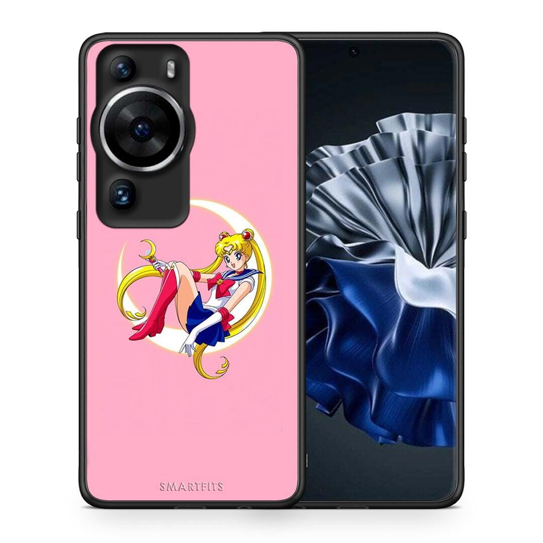 Θήκη Huawei P60 Pro Moon Girl από τη Smartfits με σχέδιο στο πίσω μέρος και μαύρο περίβλημα | Huawei P60 Pro Moon Girl Case with Colorful Back and Black Bezels