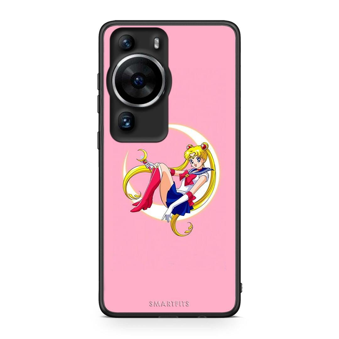 Θήκη Huawei P60 Pro Moon Girl από τη Smartfits με σχέδιο στο πίσω μέρος και μαύρο περίβλημα | Huawei P60 Pro Moon Girl Case with Colorful Back and Black Bezels