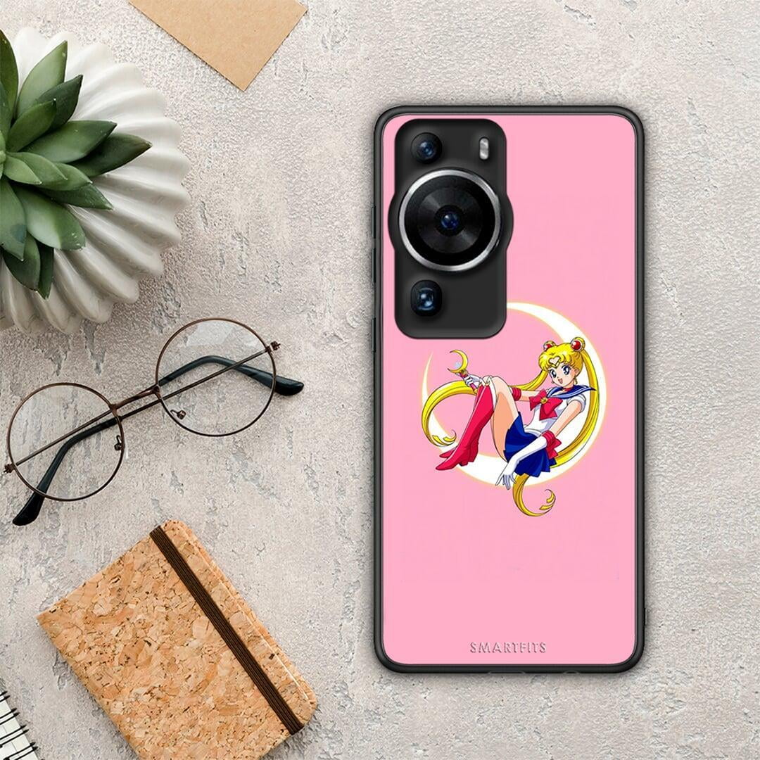 Θήκη Huawei P60 Pro Moon Girl από τη Smartfits με σχέδιο στο πίσω μέρος και μαύρο περίβλημα | Huawei P60 Pro Moon Girl Case with Colorful Back and Black Bezels