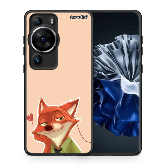 Θήκη Huawei P60 Pro Nick Wilde And Judy Hopps Love 1 από τη Smartfits με σχέδιο στο πίσω μέρος και μαύρο περίβλημα | Huawei P60 Pro Nick Wilde And Judy Hopps Love 1 Case with Colorful Back and Black Bezels