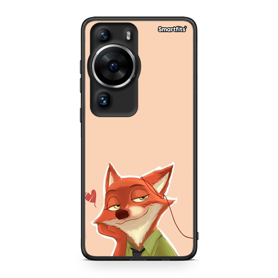 Θήκη Huawei P60 Pro Nick Wilde And Judy Hopps Love 1 από τη Smartfits με σχέδιο στο πίσω μέρος και μαύρο περίβλημα | Huawei P60 Pro Nick Wilde And Judy Hopps Love 1 Case with Colorful Back and Black Bezels