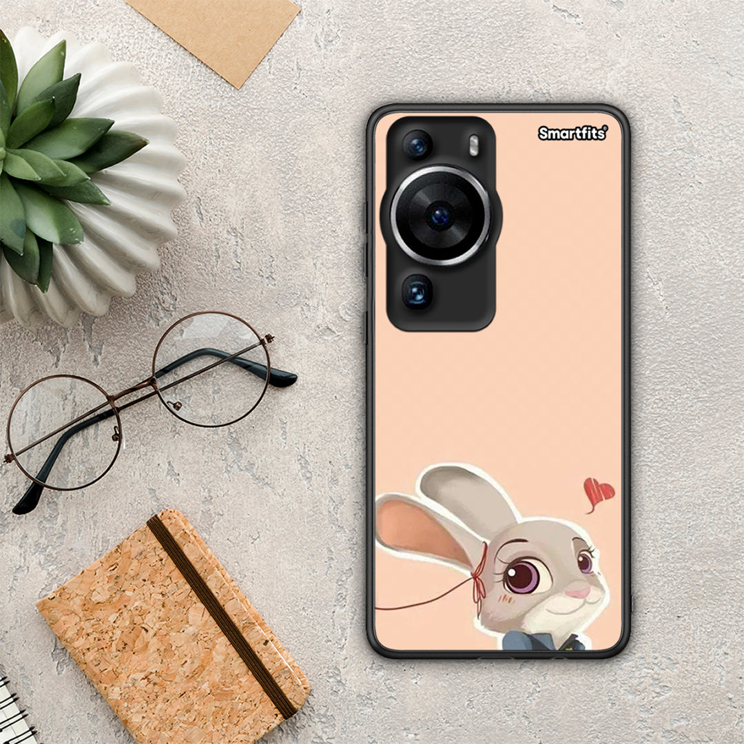 Θήκη Huawei P60 Pro Nick Wilde And Judy Hopps Love 2 από τη Smartfits με σχέδιο στο πίσω μέρος και μαύρο περίβλημα | Huawei P60 Pro Nick Wilde And Judy Hopps Love 2 Case with Colorful Back and Black Bezels