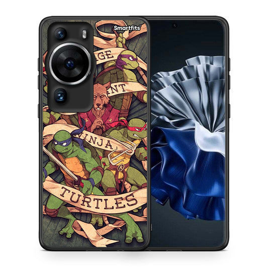 Θήκη Huawei P60 Pro Ninja Turtles από τη Smartfits με σχέδιο στο πίσω μέρος και μαύρο περίβλημα | Huawei P60 Pro Ninja Turtles Case with Colorful Back and Black Bezels