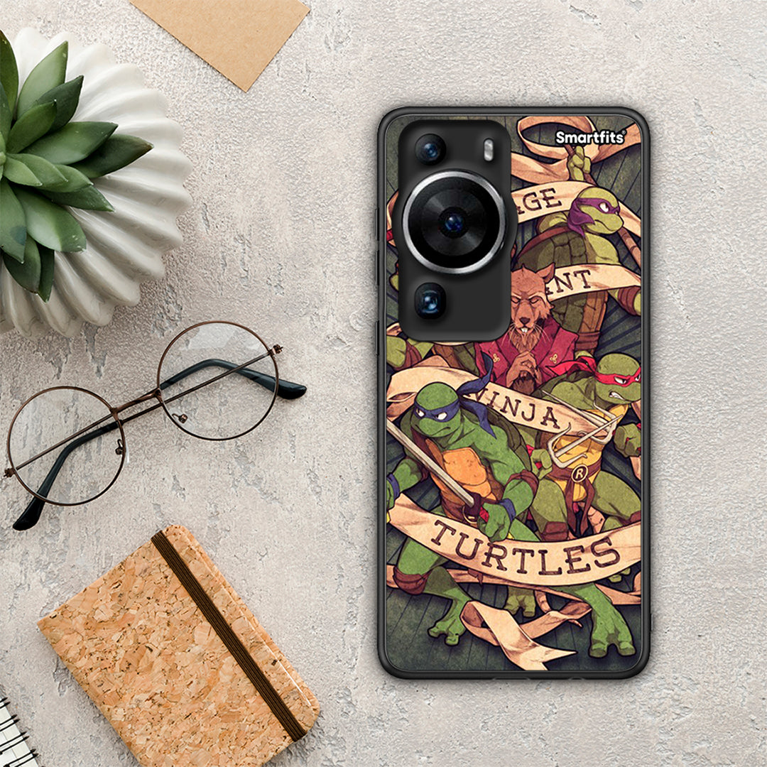 Θήκη Huawei P60 Pro Ninja Turtles από τη Smartfits με σχέδιο στο πίσω μέρος και μαύρο περίβλημα | Huawei P60 Pro Ninja Turtles Case with Colorful Back and Black Bezels