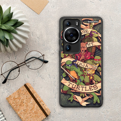Θήκη Huawei P60 Pro Ninja Turtles από τη Smartfits με σχέδιο στο πίσω μέρος και μαύρο περίβλημα | Huawei P60 Pro Ninja Turtles Case with Colorful Back and Black Bezels