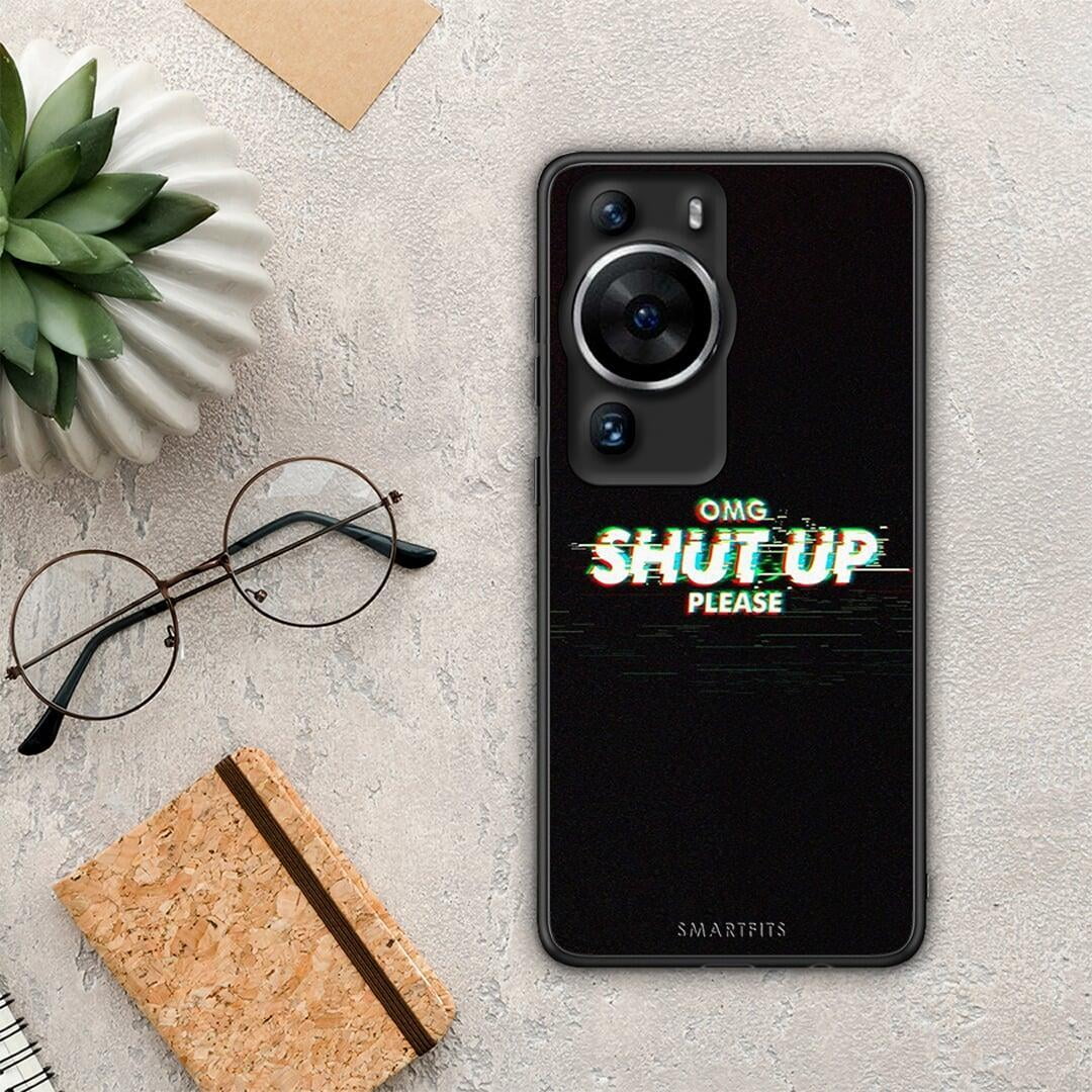 Θήκη Huawei P60 Pro OMG ShutUp από τη Smartfits με σχέδιο στο πίσω μέρος και μαύρο περίβλημα | Huawei P60 Pro OMG ShutUp Case with Colorful Back and Black Bezels