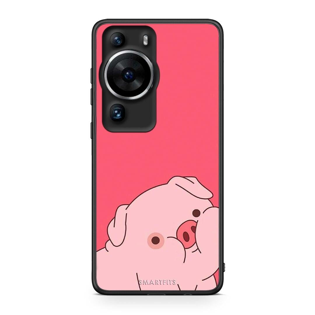 Θήκη Huawei P60 Pro Pig Love 1 από τη Smartfits με σχέδιο στο πίσω μέρος και μαύρο περίβλημα | Huawei P60 Pro Pig Love 1 Case with Colorful Back and Black Bezels