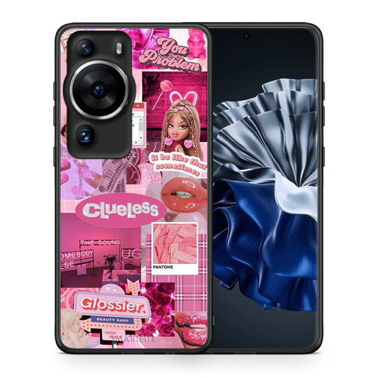 Θήκη Huawei P60 Pro Pink Love από τη Smartfits με σχέδιο στο πίσω μέρος και μαύρο περίβλημα | Huawei P60 Pro Pink Love Case with Colorful Back and Black Bezels
