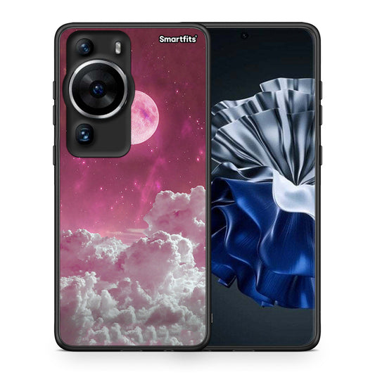 Θήκη Huawei P60 Pro Pink Moon από τη Smartfits με σχέδιο στο πίσω μέρος και μαύρο περίβλημα | Huawei P60 Pro Pink Moon Case with Colorful Back and Black Bezels