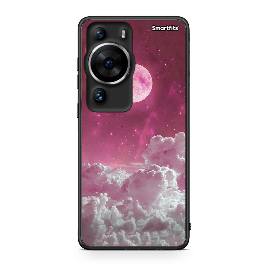 Θήκη Huawei P60 Pro Pink Moon από τη Smartfits με σχέδιο στο πίσω μέρος και μαύρο περίβλημα | Huawei P60 Pro Pink Moon Case with Colorful Back and Black Bezels