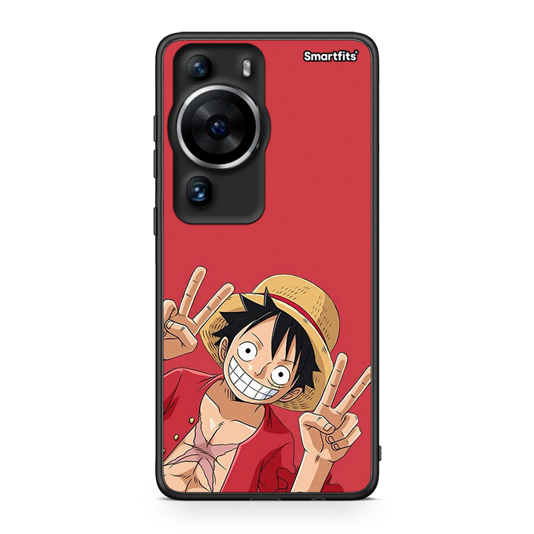 Θήκη Huawei P60 Pro Pirate Luffy από τη Smartfits με σχέδιο στο πίσω μέρος και μαύρο περίβλημα | Huawei P60 Pro Pirate Luffy Case with Colorful Back and Black Bezels