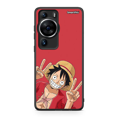 Θήκη Huawei P60 Pro Pirate Luffy από τη Smartfits με σχέδιο στο πίσω μέρος και μαύρο περίβλημα | Huawei P60 Pro Pirate Luffy Case with Colorful Back and Black Bezels