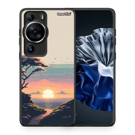 Θήκη Huawei P60 Pro Pixel Sunset από τη Smartfits με σχέδιο στο πίσω μέρος και μαύρο περίβλημα | Huawei P60 Pro Pixel Sunset Case with Colorful Back and Black Bezels