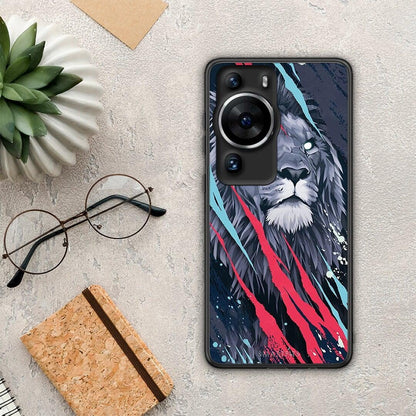 Θήκη Huawei P60 Pro PopArt Lion Designer από τη Smartfits με σχέδιο στο πίσω μέρος και μαύρο περίβλημα | Huawei P60 Pro PopArt Lion Designer Case with Colorful Back and Black Bezels