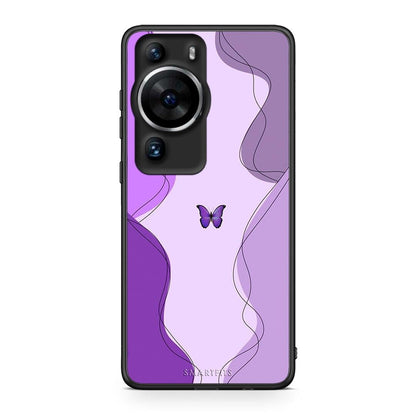 Θήκη Huawei P60 Pro Purple Mariposa από τη Smartfits με σχέδιο στο πίσω μέρος και μαύρο περίβλημα | Huawei P60 Pro Purple Mariposa Case with Colorful Back and Black Bezels