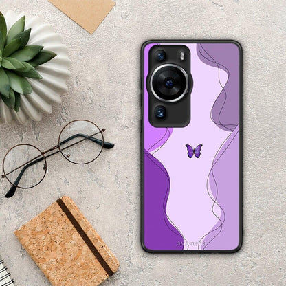 Θήκη Huawei P60 Pro Purple Mariposa από τη Smartfits με σχέδιο στο πίσω μέρος και μαύρο περίβλημα | Huawei P60 Pro Purple Mariposa Case with Colorful Back and Black Bezels