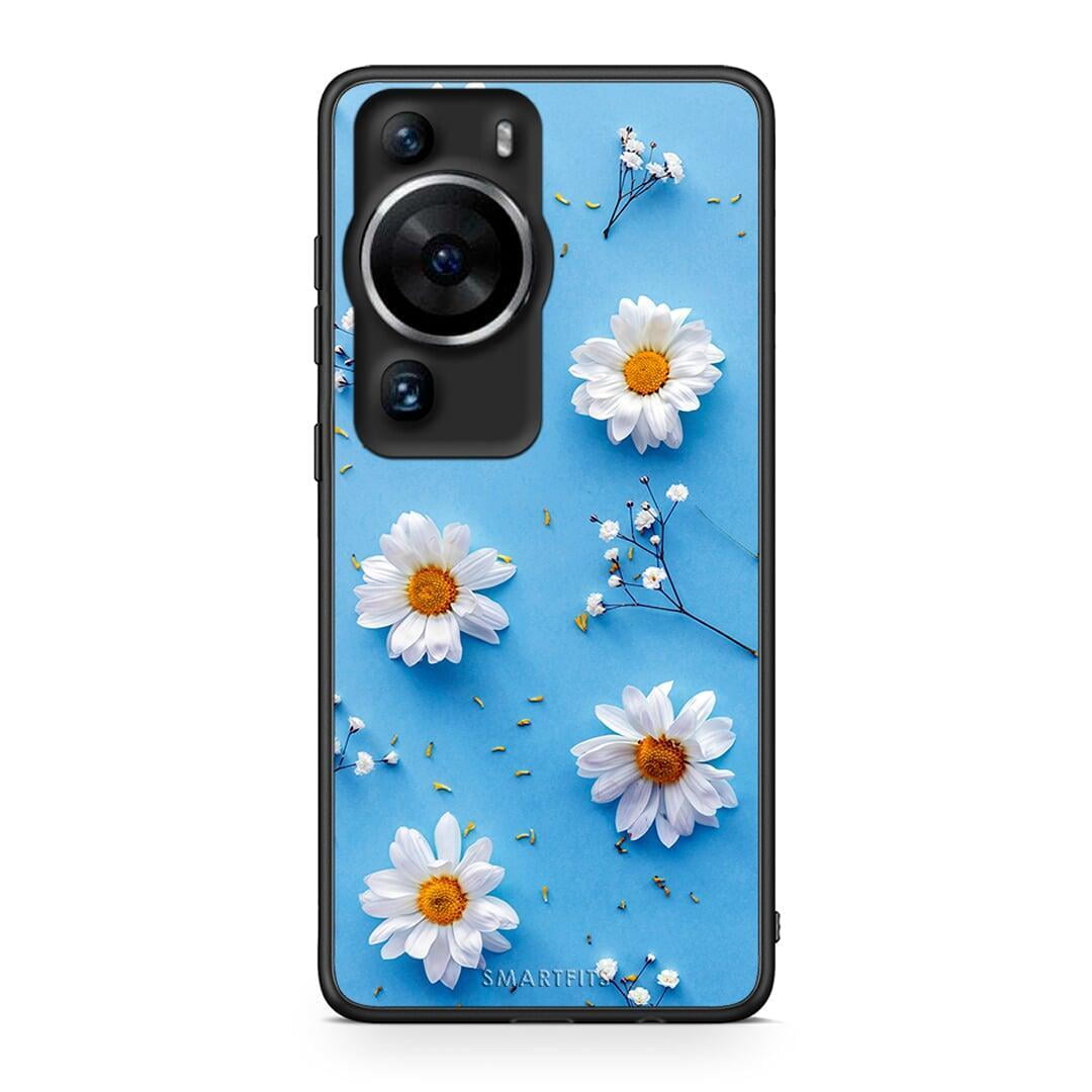 Θήκη Huawei P60 Pro Real Daisies από τη Smartfits με σχέδιο στο πίσω μέρος και μαύρο περίβλημα | Huawei P60 Pro Real Daisies Case with Colorful Back and Black Bezels