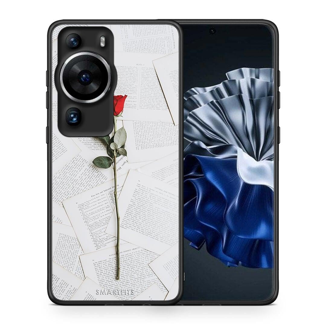 Θήκη Huawei P60 Pro Red Rose από τη Smartfits με σχέδιο στο πίσω μέρος και μαύρο περίβλημα | Huawei P60 Pro Red Rose Case with Colorful Back and Black Bezels