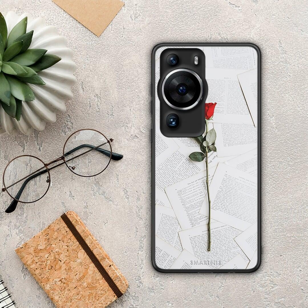 Θήκη Huawei P60 Pro Red Rose από τη Smartfits με σχέδιο στο πίσω μέρος και μαύρο περίβλημα | Huawei P60 Pro Red Rose Case with Colorful Back and Black Bezels