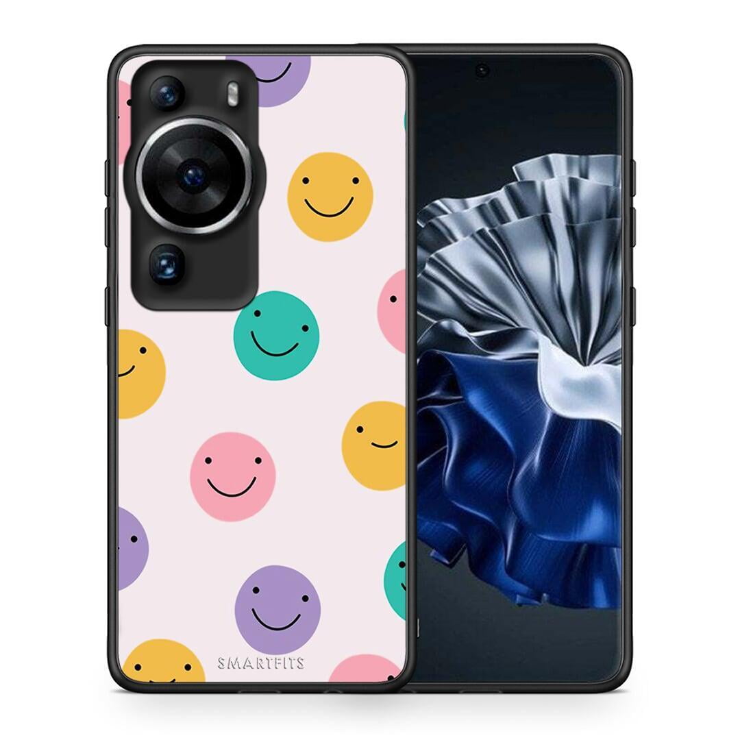 Θήκη Huawei P60 Pro Smiley Faces από τη Smartfits με σχέδιο στο πίσω μέρος και μαύρο περίβλημα | Huawei P60 Pro Smiley Faces Case with Colorful Back and Black Bezels