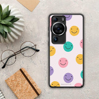 Thumbnail for Θήκη Huawei P60 Pro Smiley Faces από τη Smartfits με σχέδιο στο πίσω μέρος και μαύρο περίβλημα | Huawei P60 Pro Smiley Faces Case with Colorful Back and Black Bezels