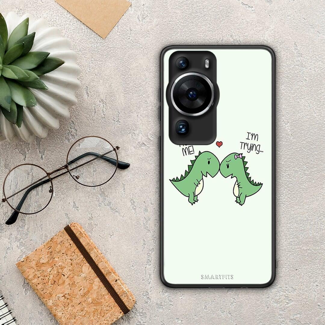 Θήκη Huawei P60 Pro Valentine Rex από τη Smartfits με σχέδιο στο πίσω μέρος και μαύρο περίβλημα | Huawei P60 Pro Valentine Rex Case with Colorful Back and Black Bezels