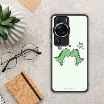 Θήκη Huawei P60 Pro Valentine Rex από τη Smartfits με σχέδιο στο πίσω μέρος και μαύρο περίβλημα | Huawei P60 Pro Valentine Rex Case with Colorful Back and Black Bezels