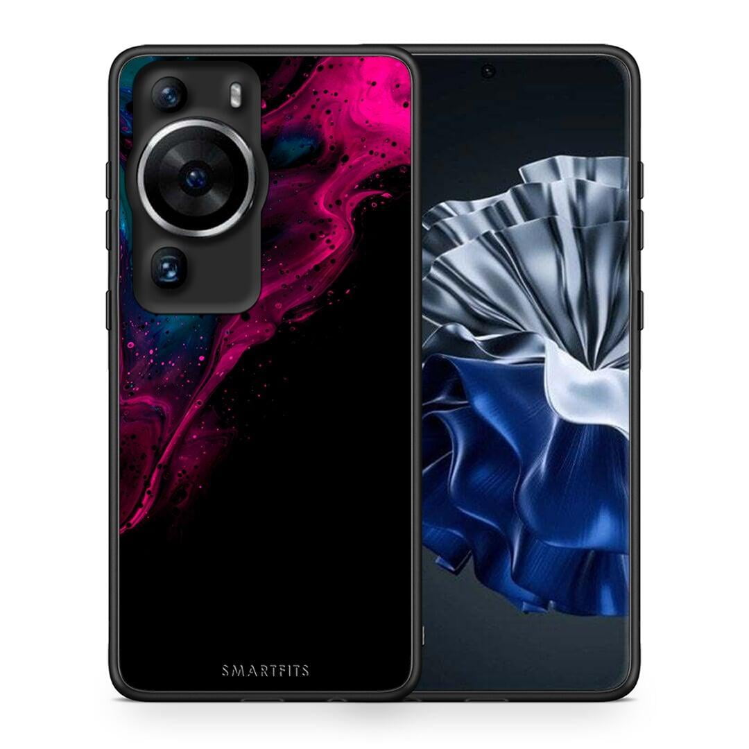 Θήκη Huawei P60 Pro Watercolor Pink Black από τη Smartfits με σχέδιο στο πίσω μέρος και μαύρο περίβλημα | Huawei P60 Pro Watercolor Pink Black Case with Colorful Back and Black Bezels