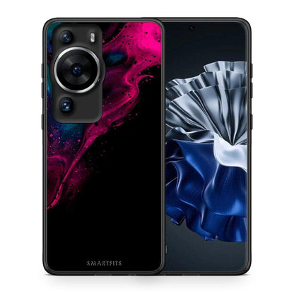 Θήκη Huawei P60 Pro Watercolor Pink Black από τη Smartfits με σχέδιο στο πίσω μέρος και μαύρο περίβλημα | Huawei P60 Pro Watercolor Pink Black Case with Colorful Back and Black Bezels