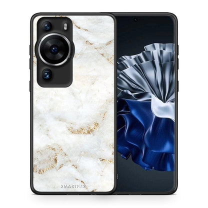 Θήκη Huawei P60 Pro White Gold Marble από τη Smartfits με σχέδιο στο πίσω μέρος και μαύρο περίβλημα | Huawei P60 Pro White Gold Marble Case with Colorful Back and Black Bezels