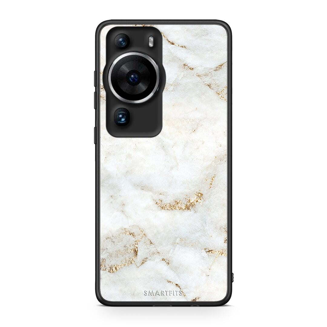 Θήκη Huawei P60 Pro White Gold Marble από τη Smartfits με σχέδιο στο πίσω μέρος και μαύρο περίβλημα | Huawei P60 Pro White Gold Marble Case with Colorful Back and Black Bezels