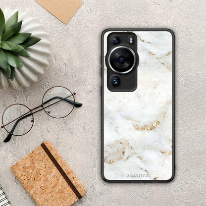 Θήκη Huawei P60 Pro White Gold Marble από τη Smartfits με σχέδιο στο πίσω μέρος και μαύρο περίβλημα | Huawei P60 Pro White Gold Marble Case with Colorful Back and Black Bezels