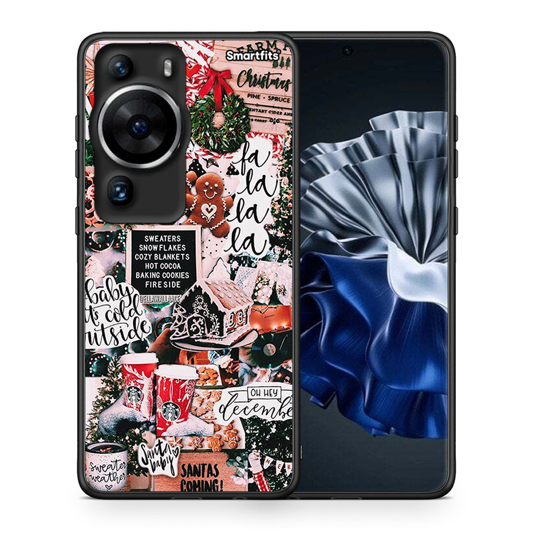 Θήκη Huawei P60 Pro Xmas Habbits από τη Smartfits με σχέδιο στο πίσω μέρος και μαύρο περίβλημα | Huawei P60 Pro Xmas Habbits Case with Colorful Back and Black Bezels