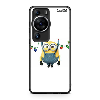 Θήκη Huawei P60 Pro Xmas Minion Lights από τη Smartfits με σχέδιο στο πίσω μέρος και μαύρο περίβλημα | Huawei P60 Pro Xmas Minion Lights Case with Colorful Back and Black Bezels