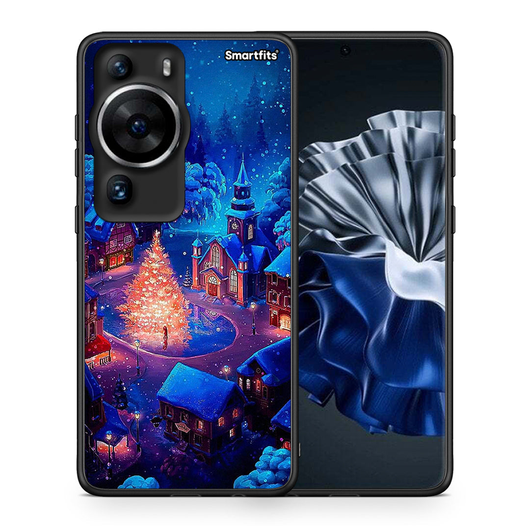 Θήκη Huawei P60 Pro Xmas Village από τη Smartfits με σχέδιο στο πίσω μέρος και μαύρο περίβλημα | Huawei P60 Pro Xmas Village Case with Colorful Back and Black Bezels