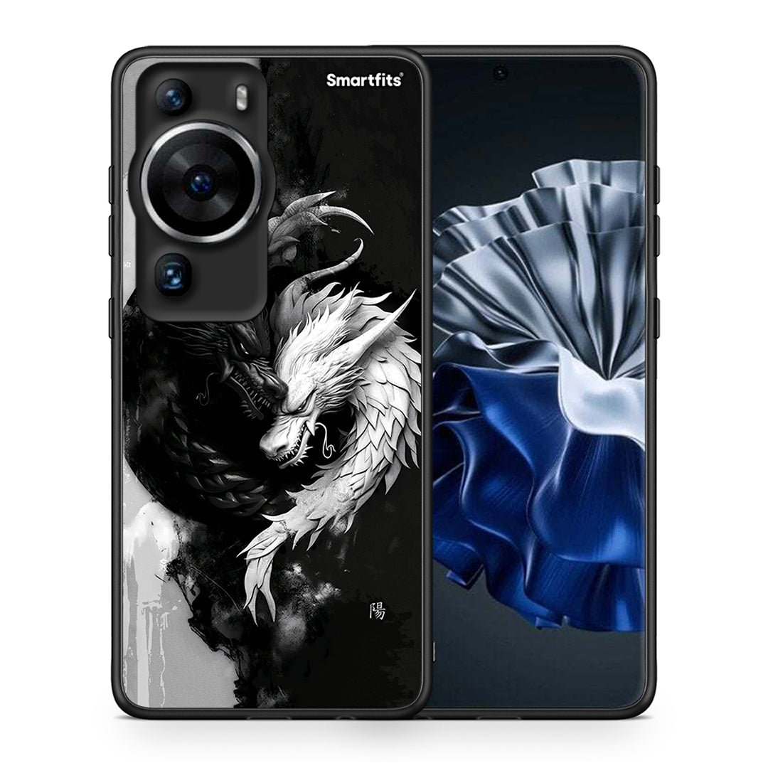 Θήκη Huawei P60 Pro Yin Yang από τη Smartfits με σχέδιο στο πίσω μέρος και μαύρο περίβλημα | Huawei P60 Pro Yin Yang Case with Colorful Back and Black Bezels