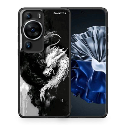 Θήκη Huawei P60 Pro Yin Yang από τη Smartfits με σχέδιο στο πίσω μέρος και μαύρο περίβλημα | Huawei P60 Pro Yin Yang Case with Colorful Back and Black Bezels