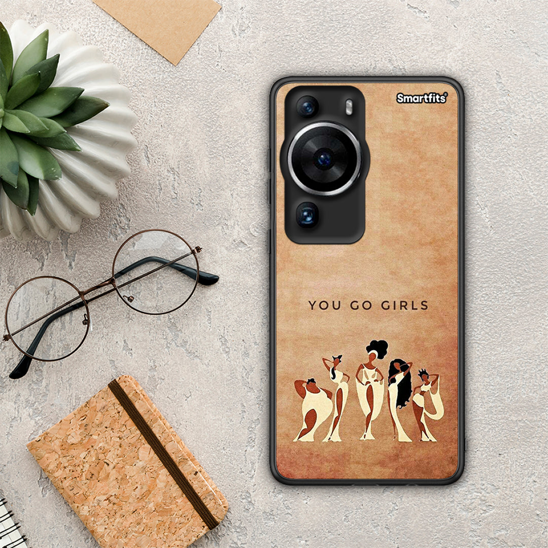 Θήκη Huawei P60 Pro You Go Girl από τη Smartfits με σχέδιο στο πίσω μέρος και μαύρο περίβλημα | Huawei P60 Pro You Go Girl Case with Colorful Back and Black Bezels