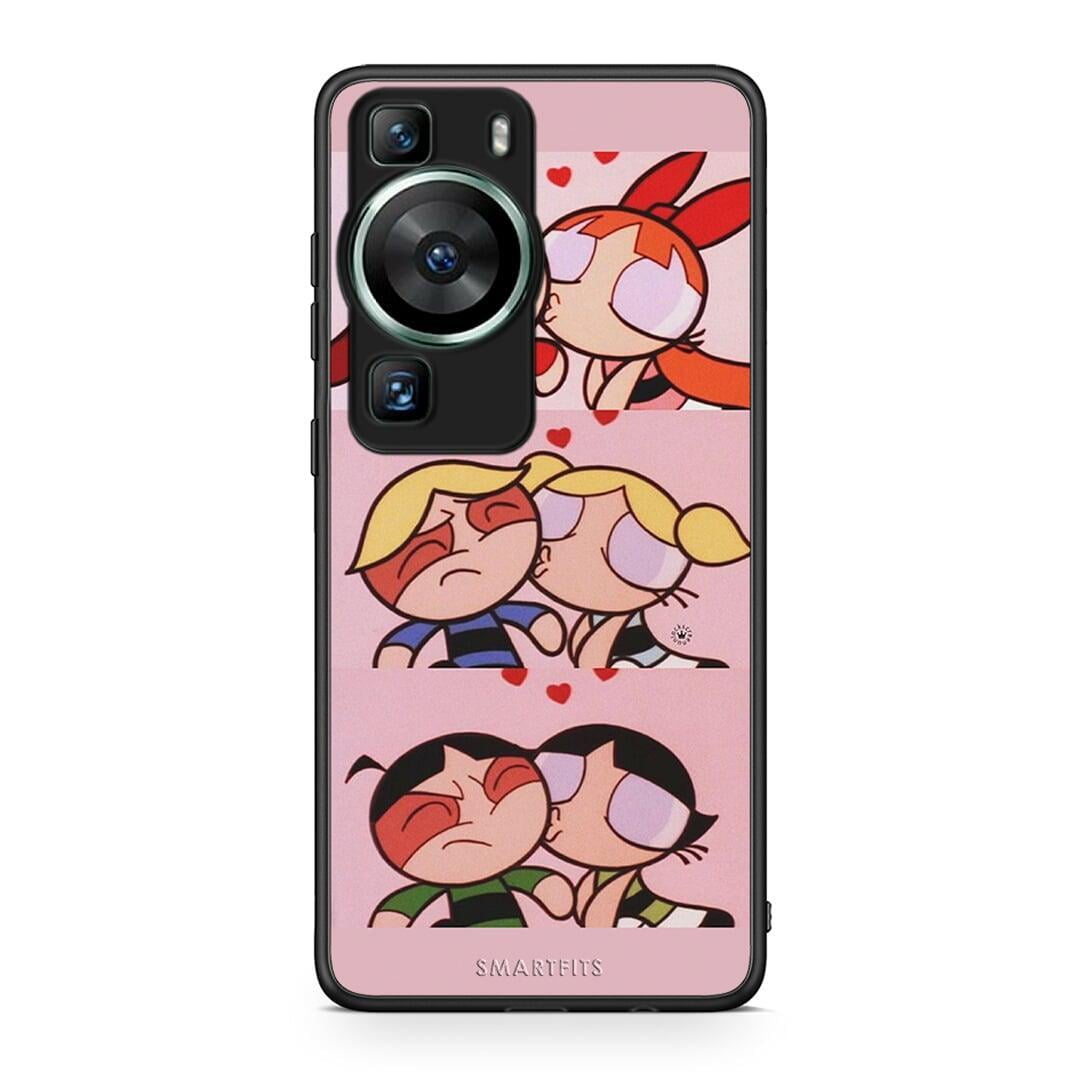Θήκη Huawei P60 Puff Love από τη Smartfits με σχέδιο στο πίσω μέρος και μαύρο περίβλημα | Huawei P60 Puff Love Case with Colorful Back and Black Bezels