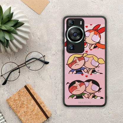 Θήκη Huawei P60 Puff Love από τη Smartfits με σχέδιο στο πίσω μέρος και μαύρο περίβλημα | Huawei P60 Puff Love Case with Colorful Back and Black Bezels