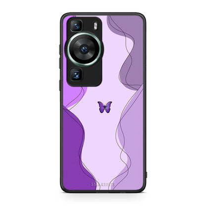 Θήκη Huawei P60 Purple Mariposa από τη Smartfits με σχέδιο στο πίσω μέρος και μαύρο περίβλημα | Huawei P60 Purple Mariposa Case with Colorful Back and Black Bezels