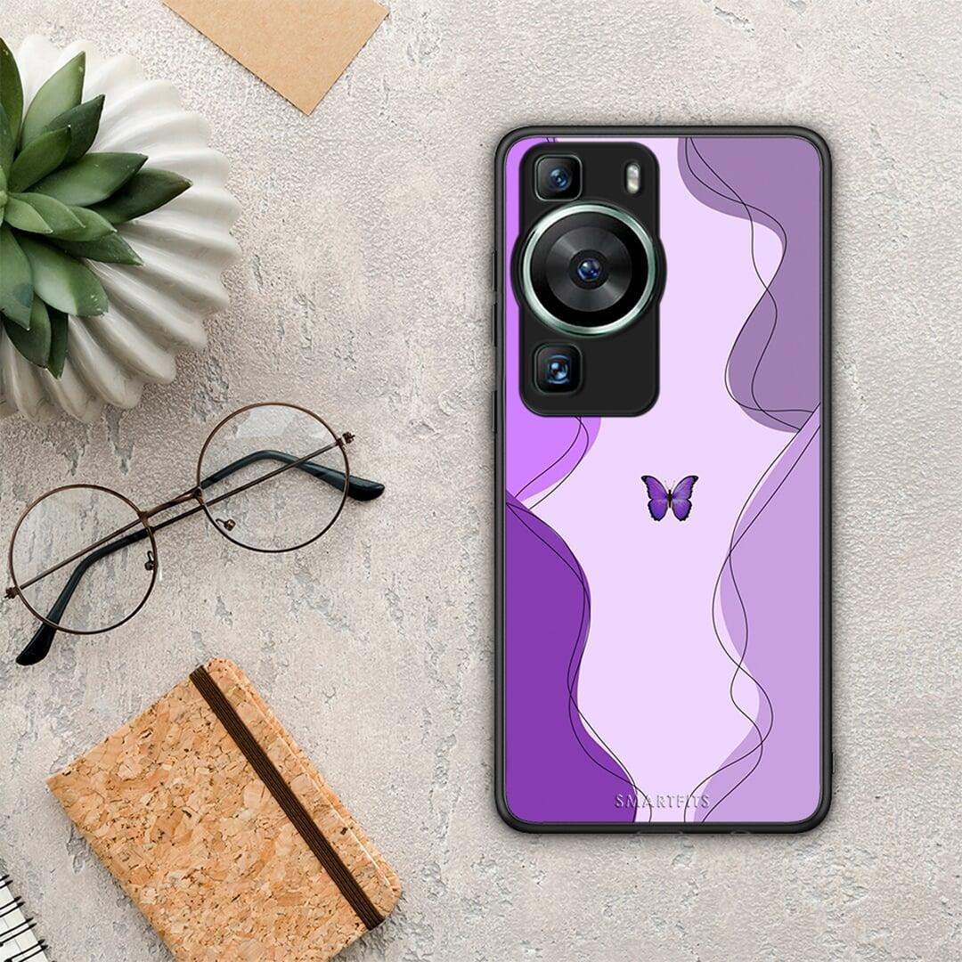 Θήκη Huawei P60 Purple Mariposa από τη Smartfits με σχέδιο στο πίσω μέρος και μαύρο περίβλημα | Huawei P60 Purple Mariposa Case with Colorful Back and Black Bezels